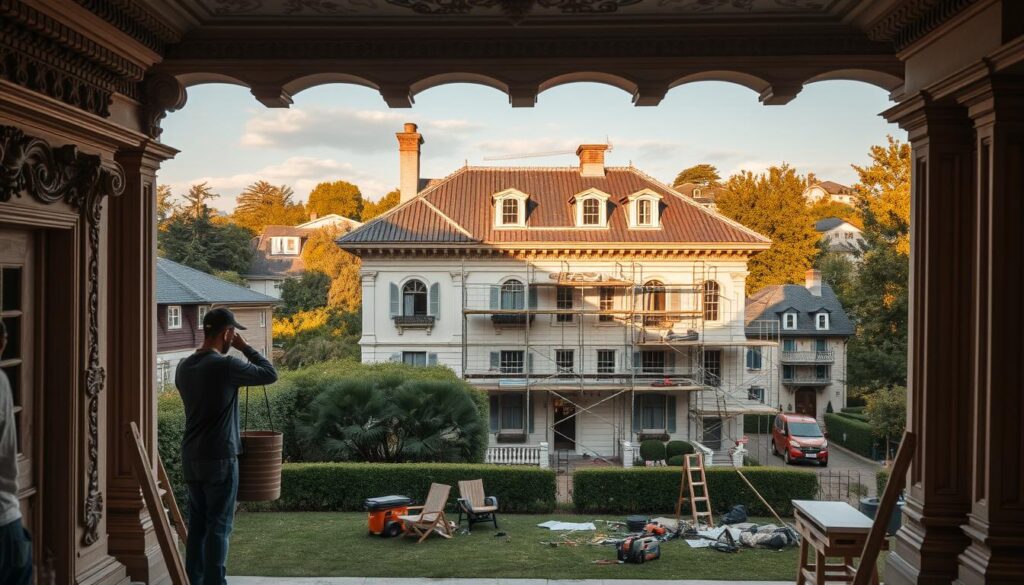 مراحل تنفيذ مشروع ترميم الفلل في حي النرجس